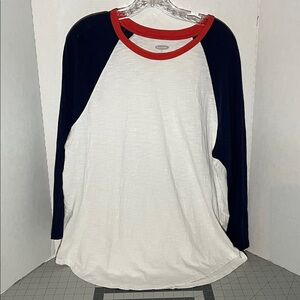 Old Navy Red and White Crew Neck baseball T-Shirt